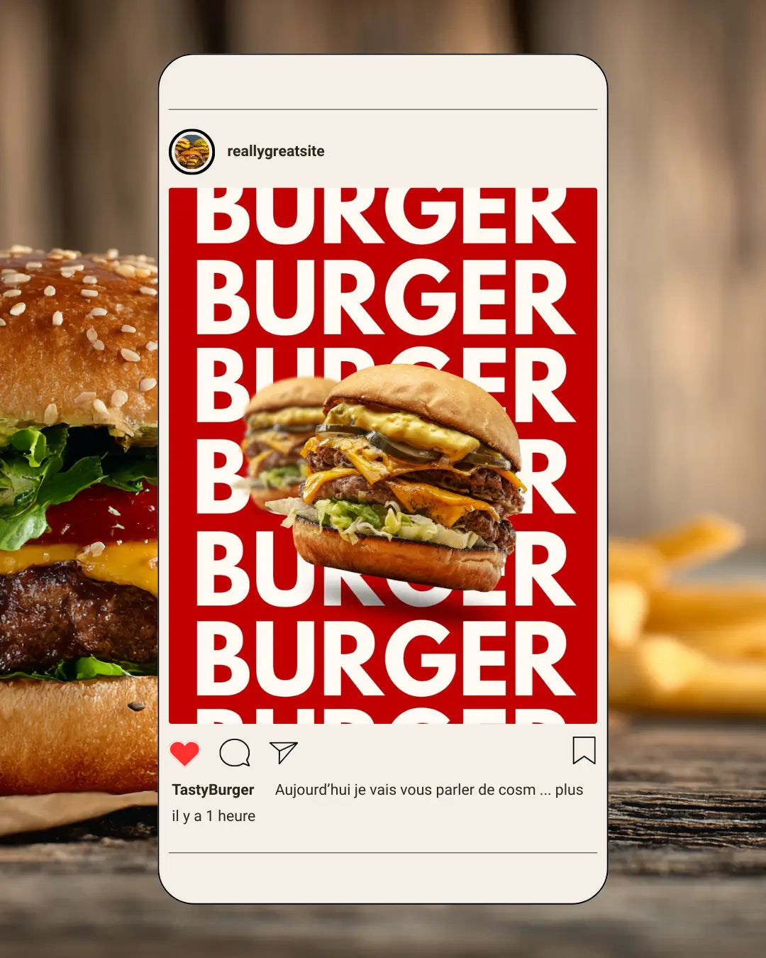 50 Burger Instagram Templates PACK - RED and YELLOW My Food Templates