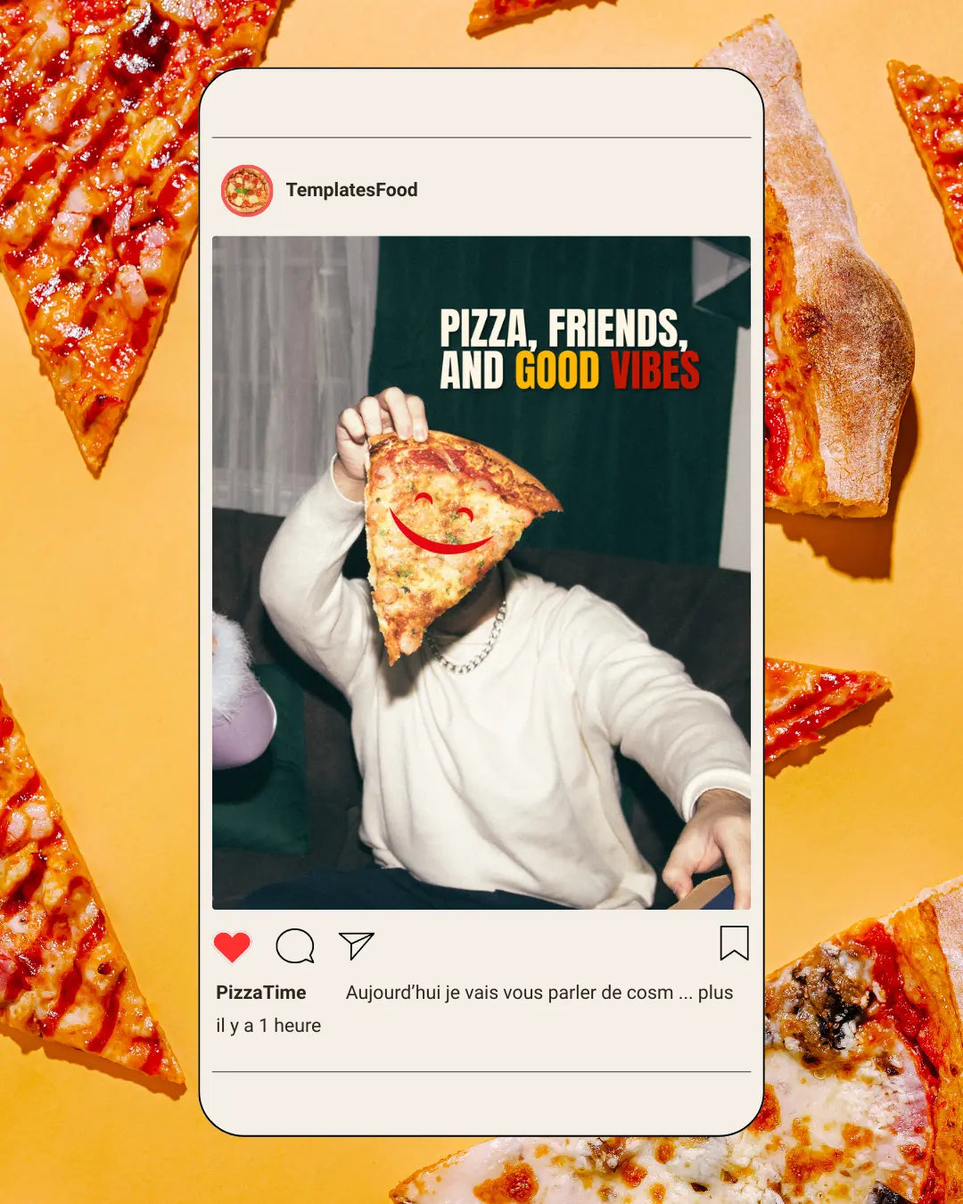 PIZZA Instagram Templates Pack – 50 Premium Posts YELLOW RED Food Templates