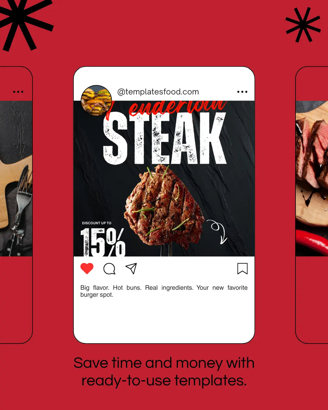 Steakhouse Instagram Templates Pack – 30 Premium Restaurant Posts Food Templates